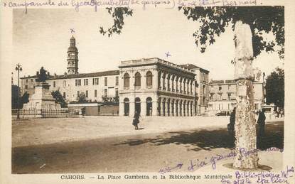 / CPA FRANCE 46 "Cahors, la place Gambetta et la bibliothèque municipale"