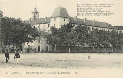 / CPA FRANCE 46 "Cahors, les casernes du 7ème régiment d'infanterie"