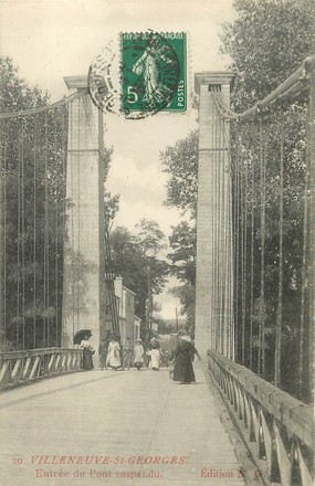 / CPA FRANCE 94 "Villeneuve Saint Georges, entrée du pont suspendu"