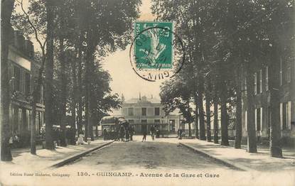 / CPA FRANCE 22 "Guincamp, avenue de la gare et gare"