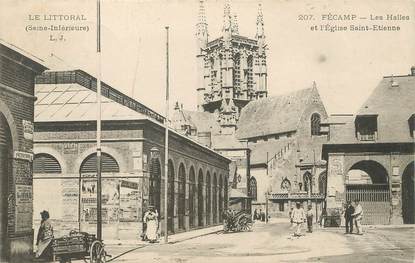 / CPA FRANCE 76 "Fécamp, les halles et l'église Saint Etienne"