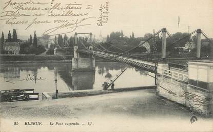 / CPA FRANCE 76 "Elbeuf, le pont suspendu"