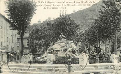 / CPA FRANCE 07 "Les Vans" / MONUMENT AUX MORTS