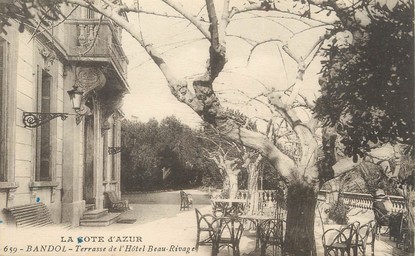 / CPA FRANCE 83 "Bandol, terrasse  de l'hôtel Beau Rivage"