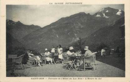 / CPA FRANCE 73 "Saint Bon, terrasse de l'hôtel du lac Bleu, l'heure du thé"