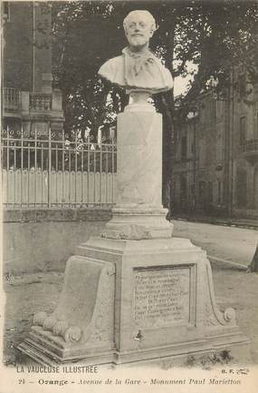 / CPA FRANCE 84 "Orange, av de la gare, monument Paul Marietton"