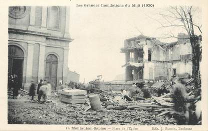 / CPA FRANCE 82 "Montauban Sapiac, place de l'église" / INONDATIONS