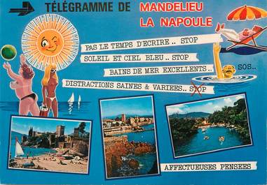 / CPSM FRANCE 06 "Mandelieu La Napoule, télégramme de vacances"