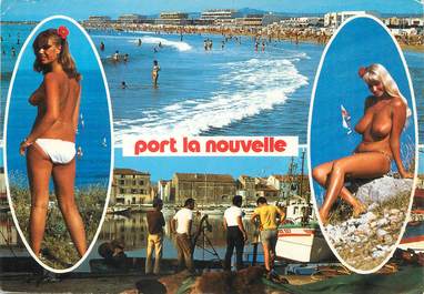 / CPSM FRANCE 11 "Port La Nouvelle, la plage les quais du port" / NU