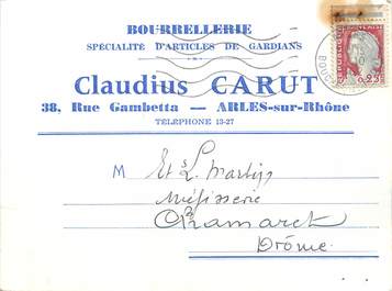 / CPSM FRANCE 13 "Arles, Claudius Carut" / BOURRELLERIE / CARTE PUBLICITAIRE