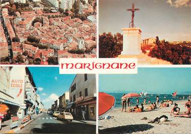 / CPSM FRANCE 13 "Marignane, le centre ville, le calvaire et la plage"