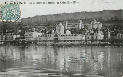 / CPA FRANCE 74 "Evian les bains, établissement Thermal et Splendide Hôtel" / PRECURSEUR, avant 1900