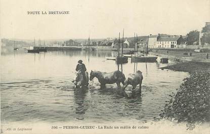 / CPA FRANCE 22 "Perros Guirec, la rade un matin de calme" / PRECURSEUR, avant 1900 / CHEVAUX