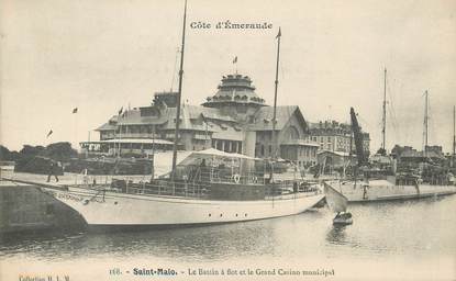 / CPA FRANCE 35 "Saint Malo, le bassin à flo et le grand Casino Municipal" / PRECURSEUR, avant 1900 