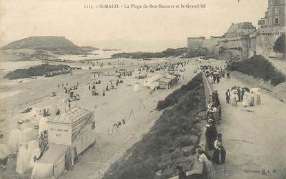 / CPA FRANCE 35 "Saint Malo, la plage de bon secours et le grand Bé" / PRECURSEUR, avant 1900 