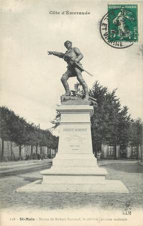 / CPA FRANCE 35 "Saint Malo, statue de Robert Surcouf" / PRECURSEUR, avant 1900 