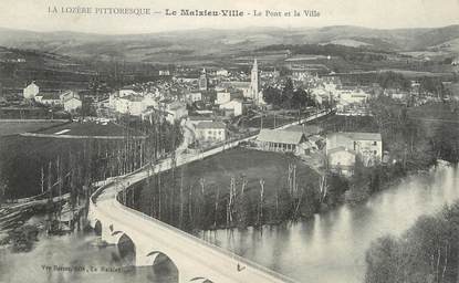 / CPA FRANCE 48 "Le Malzieu Ville, le pont et la ville" / PRECURSEUR, avant 1900 