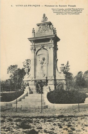 / CPA FRANCE 51 "Vitry Le François, monument du souvenir français 1870" / PRECURSEUR, avant 1900