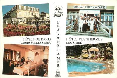 / CPSM FRANCE 14 "Luc sur Mer, hôtel restaurant Le Paris, hôtel des Thermes"