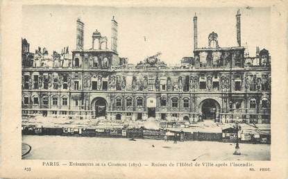 / CPA FRANCE 75001 "Paris, ruines de l'hôtel de ville après l'incendie"