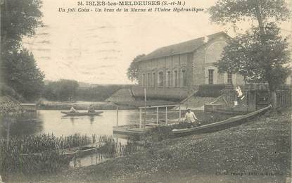 / CPA FRANCE 77 "Isles Les Meldeuses, un bras de la Marne et l'usine Hydraulique"