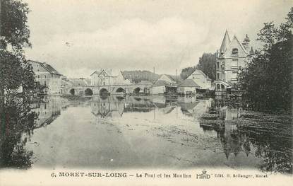 / CPA FRANCE 77 "Moret sur Loing, le pont et les moulins"