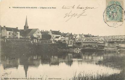 / CPA FRANCE 77 "Champagne sur Seine, l'église et le pont"