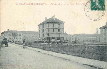 / CPA FRANCE 77 "Champagne sur Seine, l'usine et la place Henri Schneider"