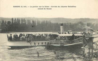 / CPA FRANCE 76 "Sahurs, le ponton sur la seine" / BATEAU