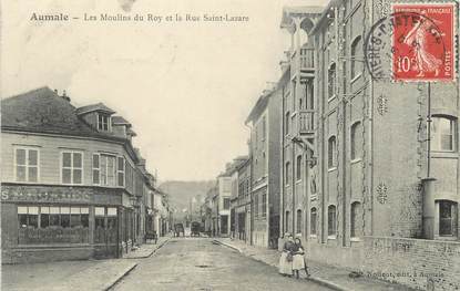/ CPA FRANCE 76 "Aumale, les moulins du Roy et la rue Saint Lazare"