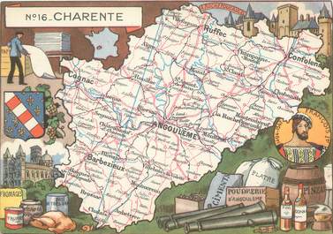 / CPSM FRANCE 16 "Charente" / CARTE GEOGRAPHIQUE