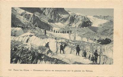 CPA CHASSEUR ALPIN "En manoeuvres dans les Alpes sur le glacier du Rateau"