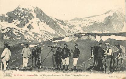 CPA CHASSEUR ALPIN "La Correspondance dans les Alpes, télégraphie optique"