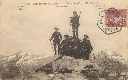 CPA CHASSEUR ALPIN " Alpins sur la Cime du Diable"