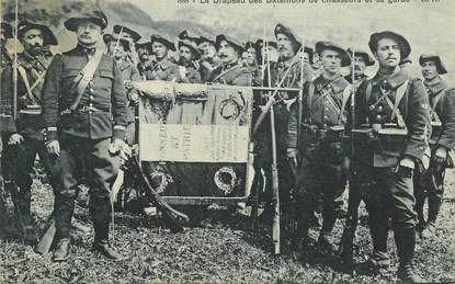 CPA  CHASSEUR ALPIN " le Drapeau des Bataillons de chasseurs et sa garde"