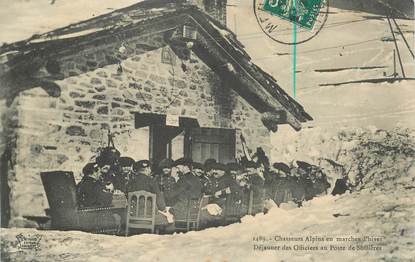 CPA  CHASSEUR ALPIN " Déjeuner des officiers au poste de Sollières"