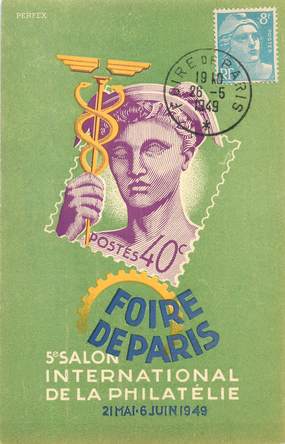 CPA PUBLICITE "Foire de Paris, 1949, salon international de la philatélie"