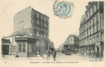 /  CPA FRANCE 92 "Asnières, la place de la station et grande rue"
