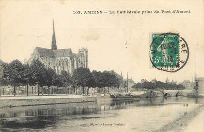 / CPA FRANCE 80 "Amiens, la cathédrale prise du port d'Amont"