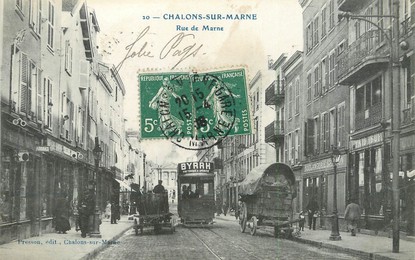 CPA FRANCE 51 "Châlons sur Marne, rue de Marne" / TRAMWAY