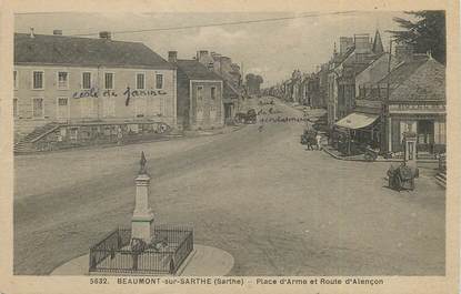 CPA FRANCE 72 "Beaumont sur Sarthe, place d'Armes et route d'Alençon"