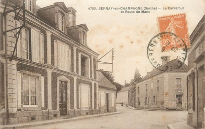 CPA FRANCE 72 "Bernay en Champagne, le carrefour et route du Mans"