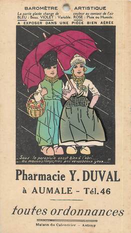 CPA FRANCE 76 "Aumale, pharamcie Y. Duval" /  CARTE PUBLICITAIRE