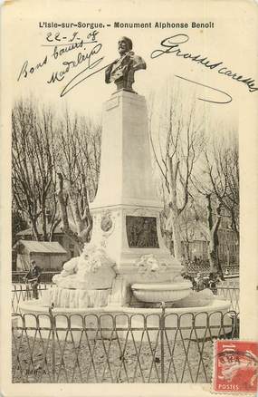 CPA FRANCE 84 "L'Isle sur Sorgue, monument Alphonse Benoit"