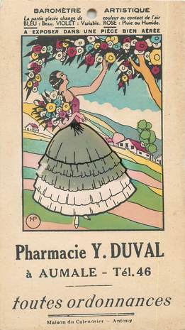 CPA FRANCE 76 "Aumale, pharamcie Y. Duval" / CARTE PUBLICITAIRE