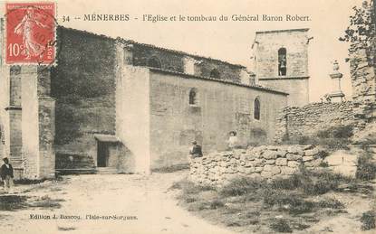 / CPA FRANCE 84 "Ménerbes, l'église et le tombeau du général Baron Robert"