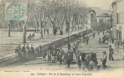 / CPA FRANCE 13 "Aubagne, rue de la république et cours Beaumont"