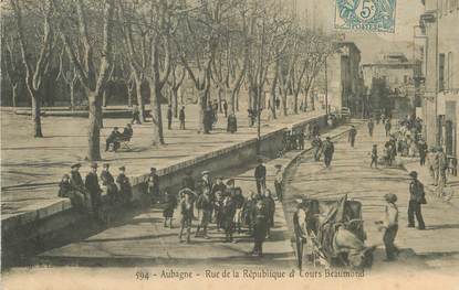 / CPA FRANCE 13 "Aubagne, rue de la république et cours Beaumont "