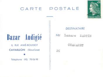 / CPA FRANCE 84 "Cavaillon, Bazar Audigié" / CARTE PUBLICITAIRE