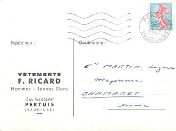 / CPSM FRANCE 84 "Pertuis, vêtements Ricard" / CARTE PUBLICITAIRE